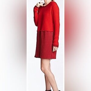 Amadi Red & Maroon Color-block Pullover Long Sleeve Sweater Dress Size S